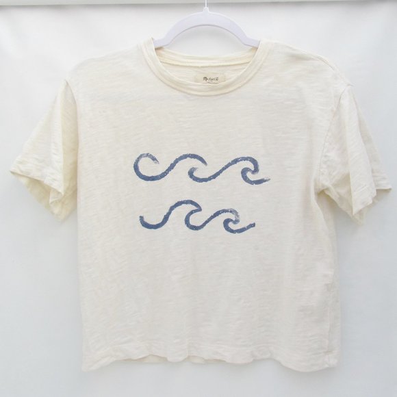 Madewell WAVES CROP T-SHIRT Cream Slouchy XS - Picture 2 of 9